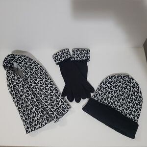 Michael Kors Signature Print Scarf, Hat & Gloves Set